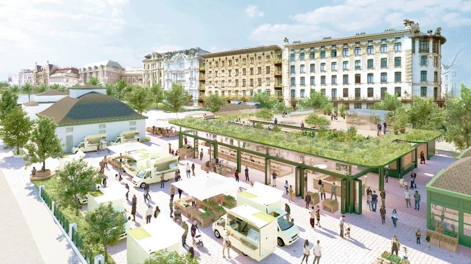 Vídeňský trh Naschmarkt v novém kabátě. Asfaltové parkoviště se promění v oázu zeleně