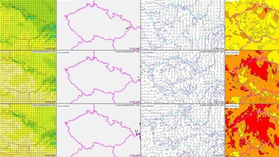 Rozšířené zobrazování map z modelu ALADIN a další novinky na webu ČHMÚ
